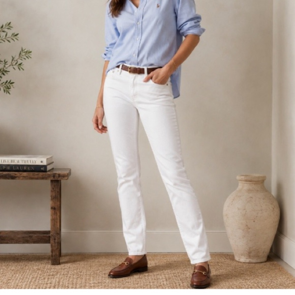 LAUREN by RALPH LAUREN White Straight-Leg Women's Jeans Sz 10